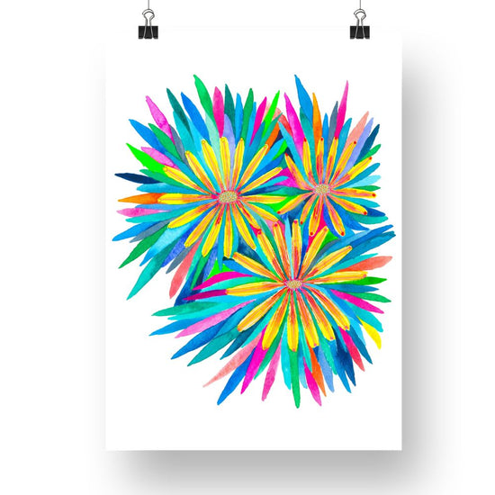 "Starburst Flowers" Original Watercolour Artwork on Paper | Original Australian Artwork Online