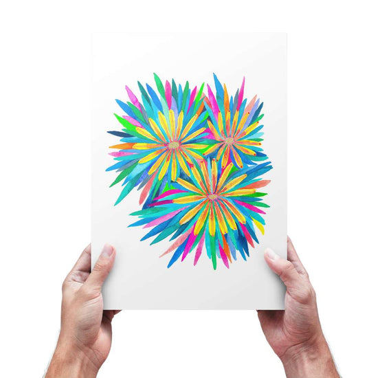 "Starburst Flowers" Original Watercolour Artwork on Paper | Original Australian Artwork Online