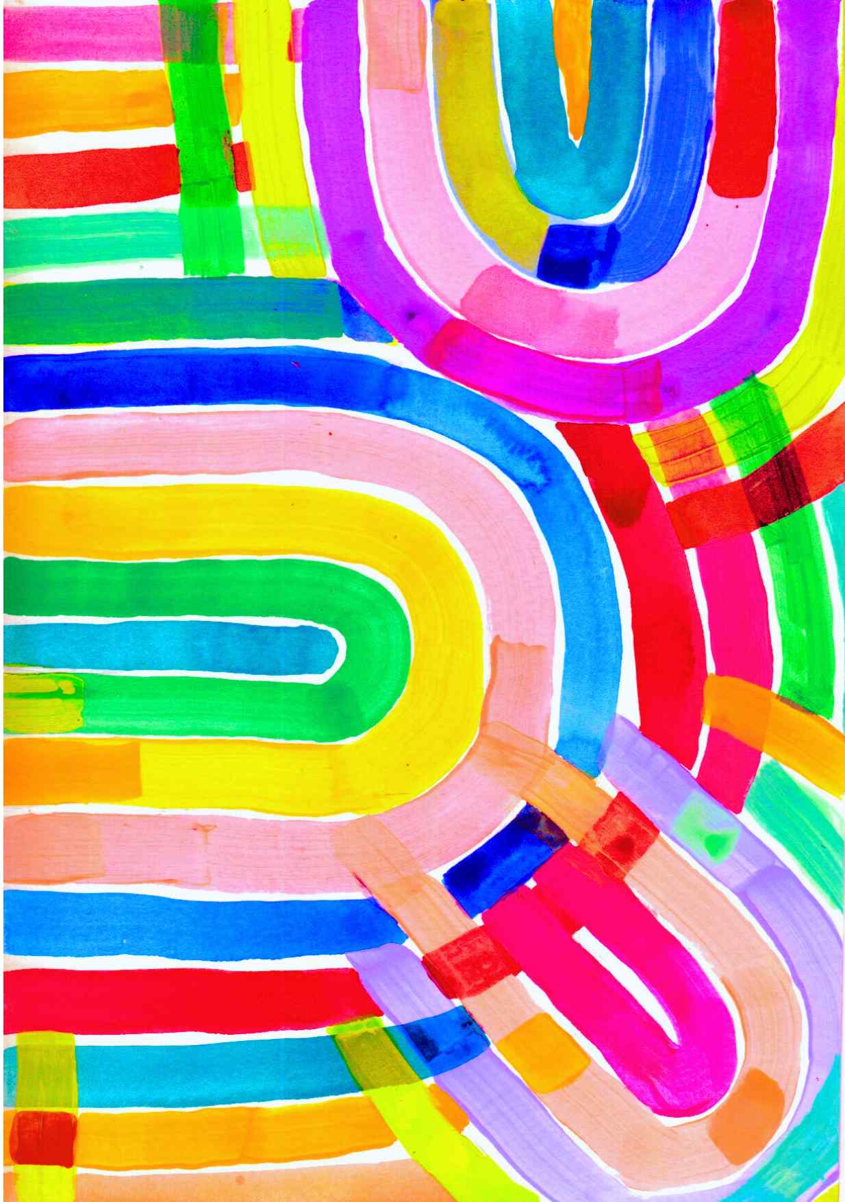 "Chasing Rainbows 2" Original Acrylic Artwork on Paper (A4: 21x29.7 cm) | Original Artwork For Sale Online