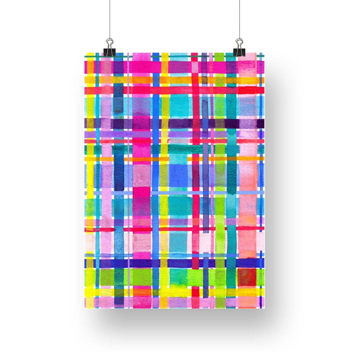 "Rainbow Gingham" Original Mixed Media Artwork on Paper (A4: 21x29.7 cm)