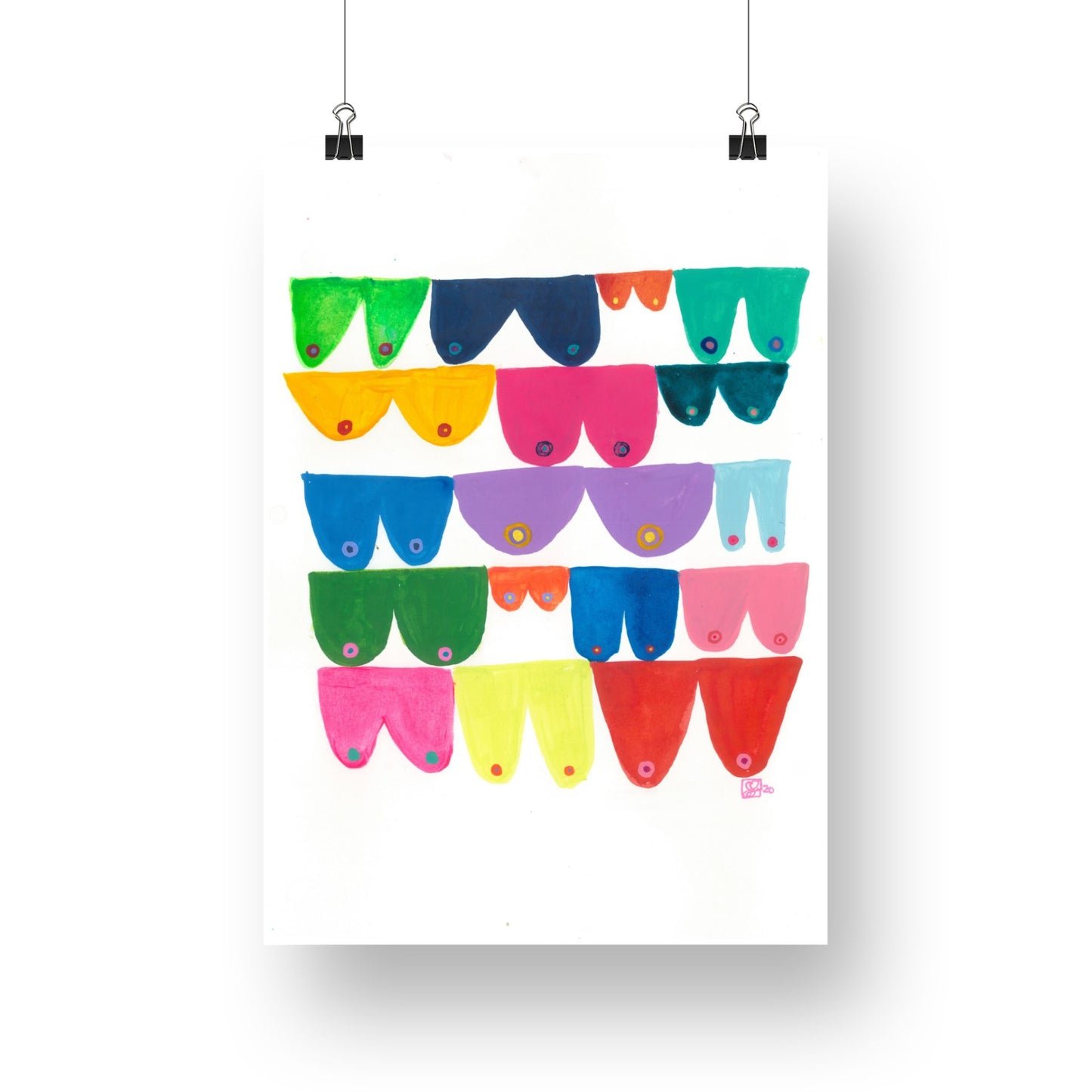 "Hanging on the Line" Original Acrylic Artwork on Paper (A4: 21x29.7 cm)