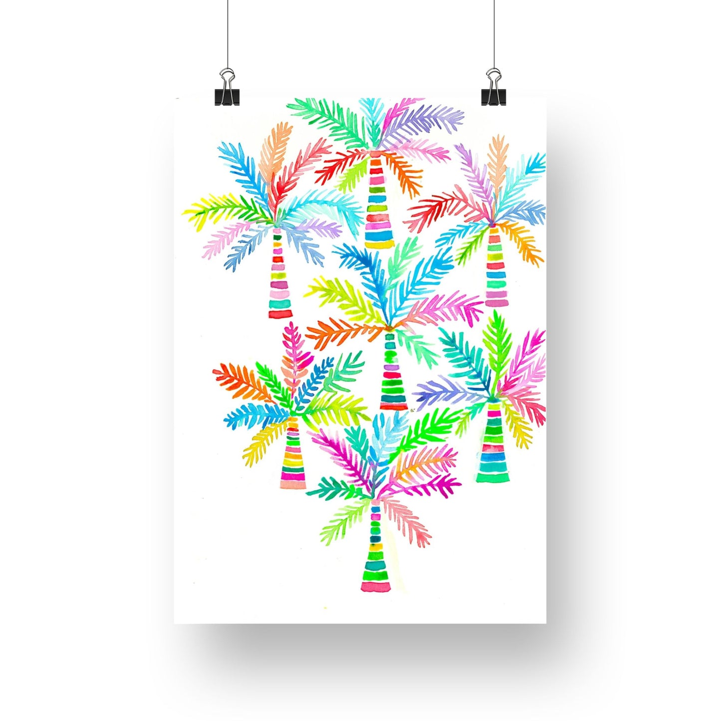 "Party Palms" Original Watercolour Artwork on Paper (A4: 21x29.7 cm)