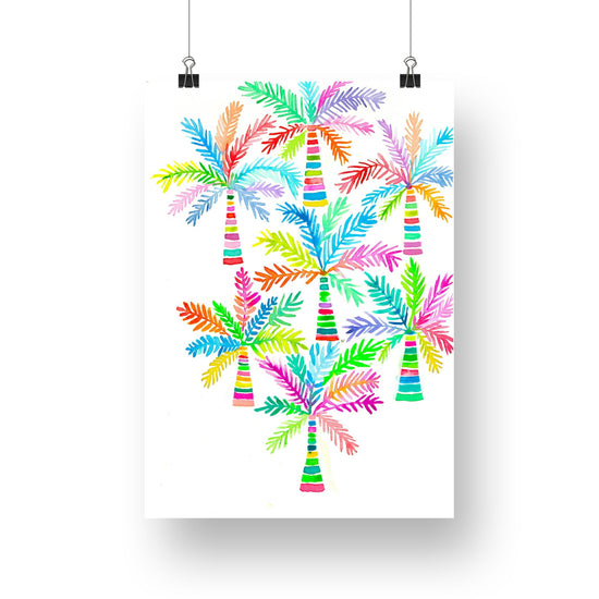 "Party Palms" Original Watercolour Artwork on Paper (A4: 21x29.7 cm)