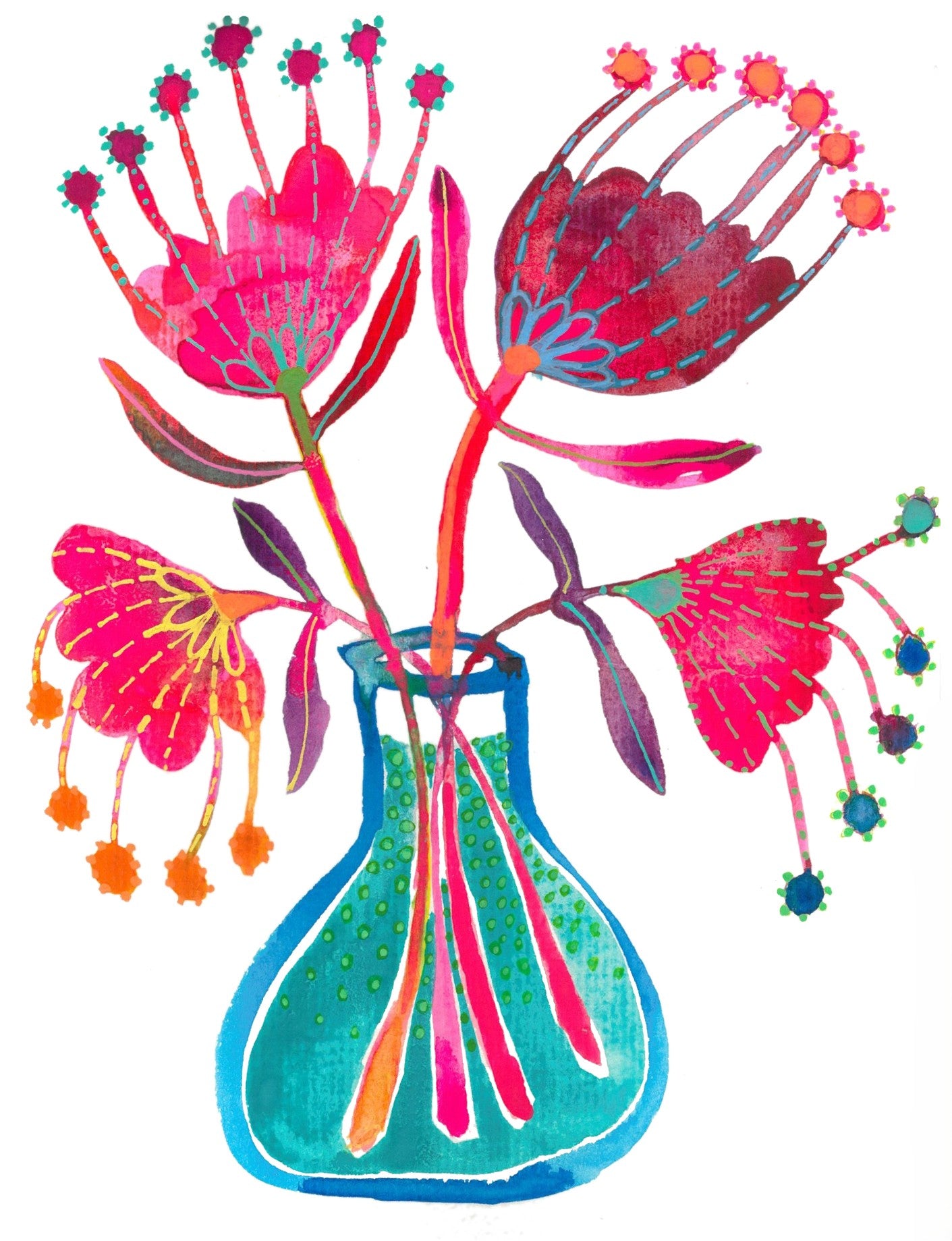 "Just Because Bunch" Original Watercolour Artwork on Paper (A5: 14.8x21cm)