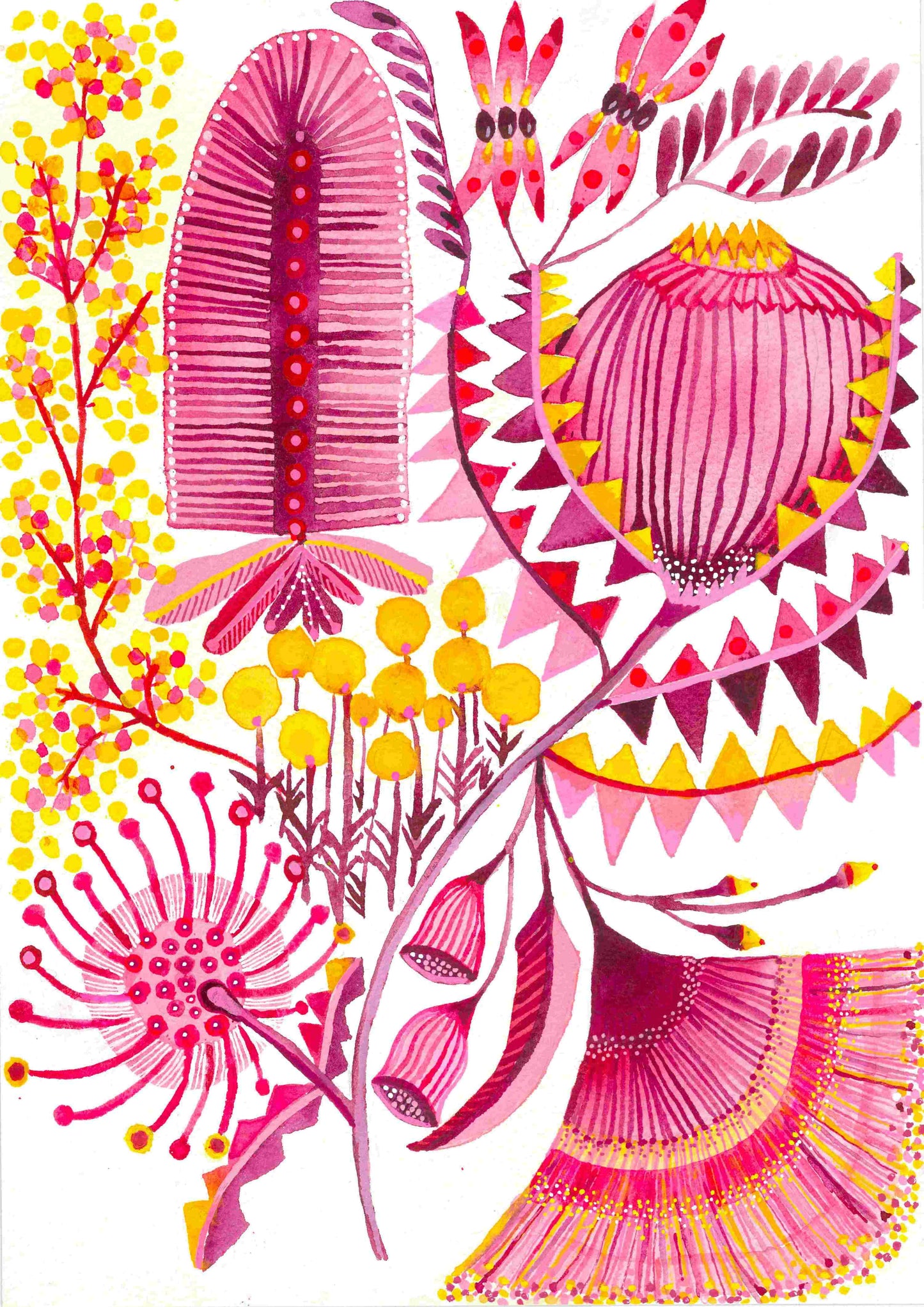 "Wandering Wildflowers" Original Watercolour Artwork on Paper (A4: 21x29.7 cm) | Australian Artwork Online