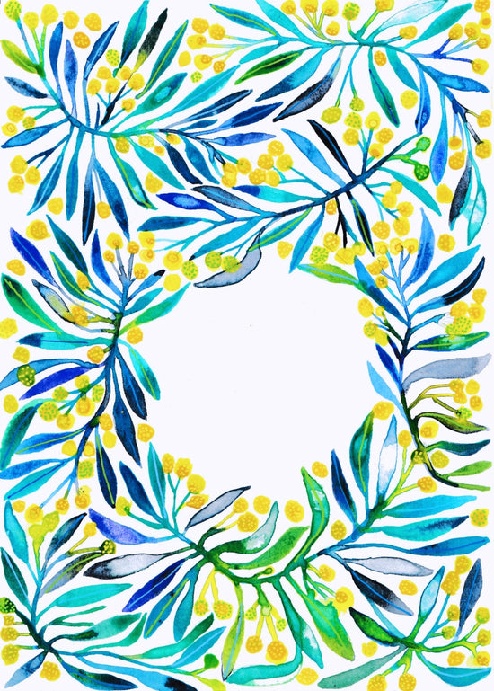 "Wattle Web" Original Watercolour Artwork on Paper (A5: 14.8x21cm)