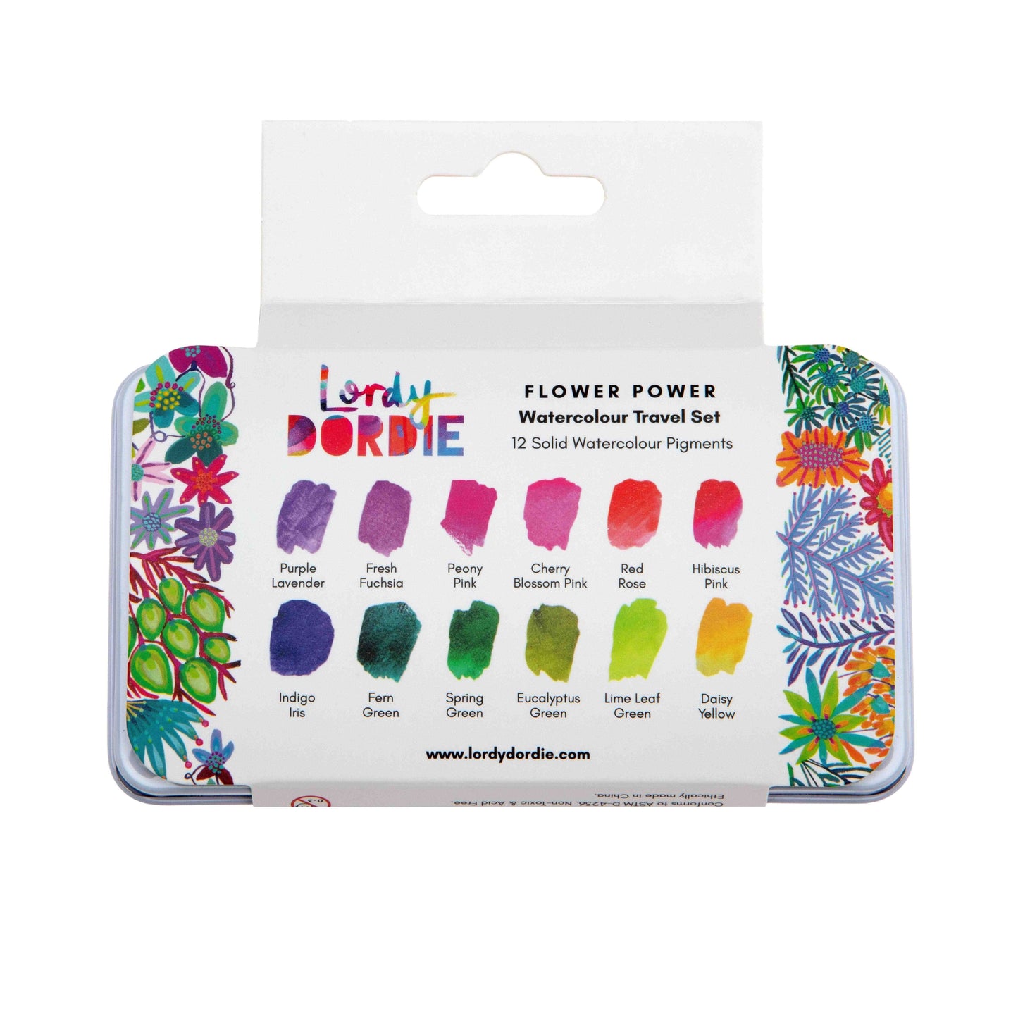 Flower Power floral watercolour travel paint set by Lordy Dordie