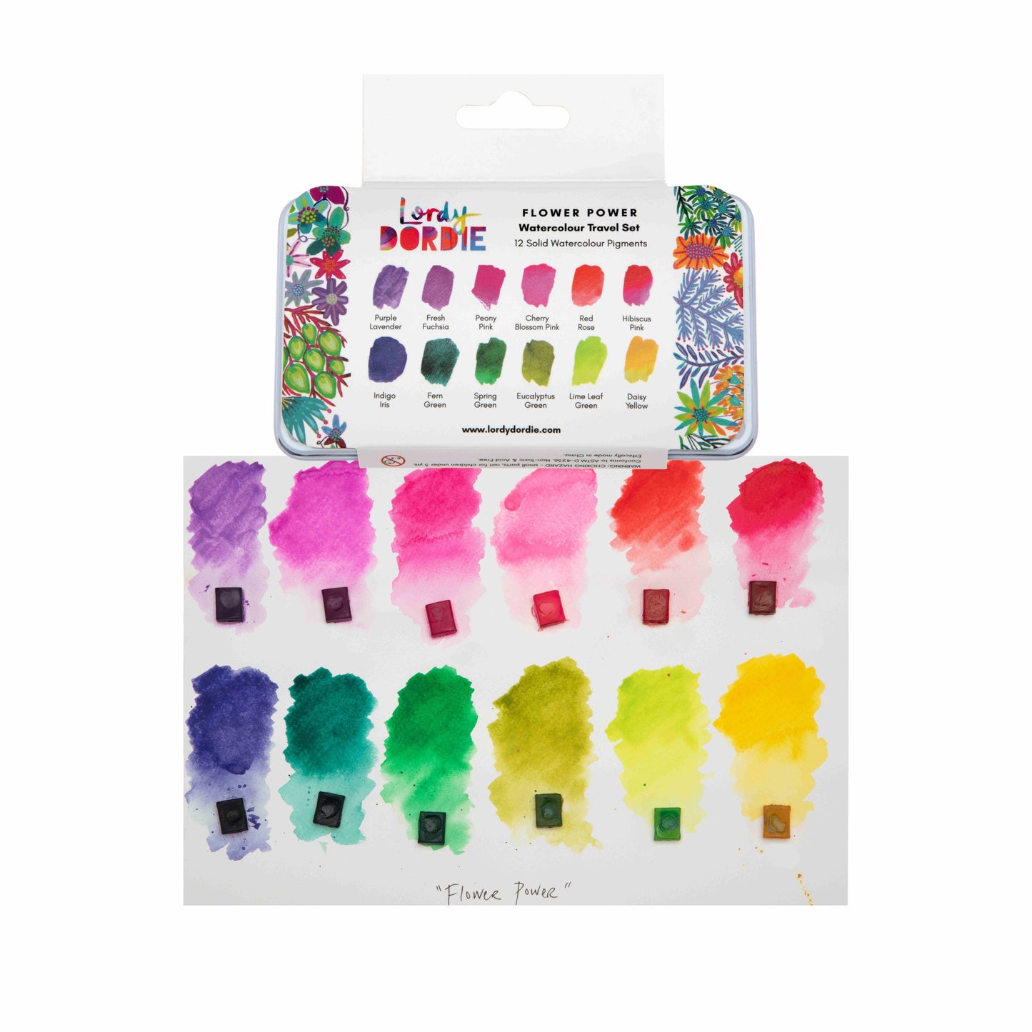 Flower Power floral watercolour travel paint set by Lordy Dordie