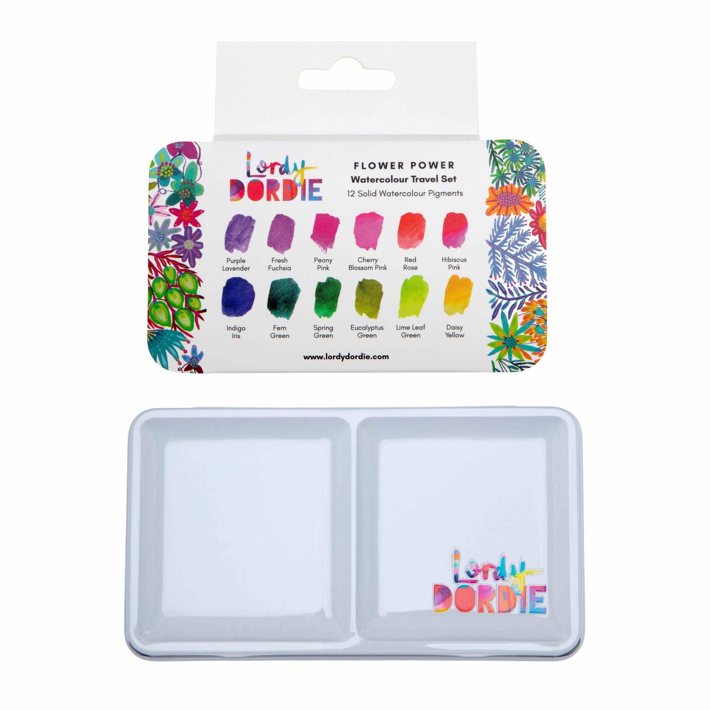 Flower Power floral watercolour travel paint set by Lordy Dordie