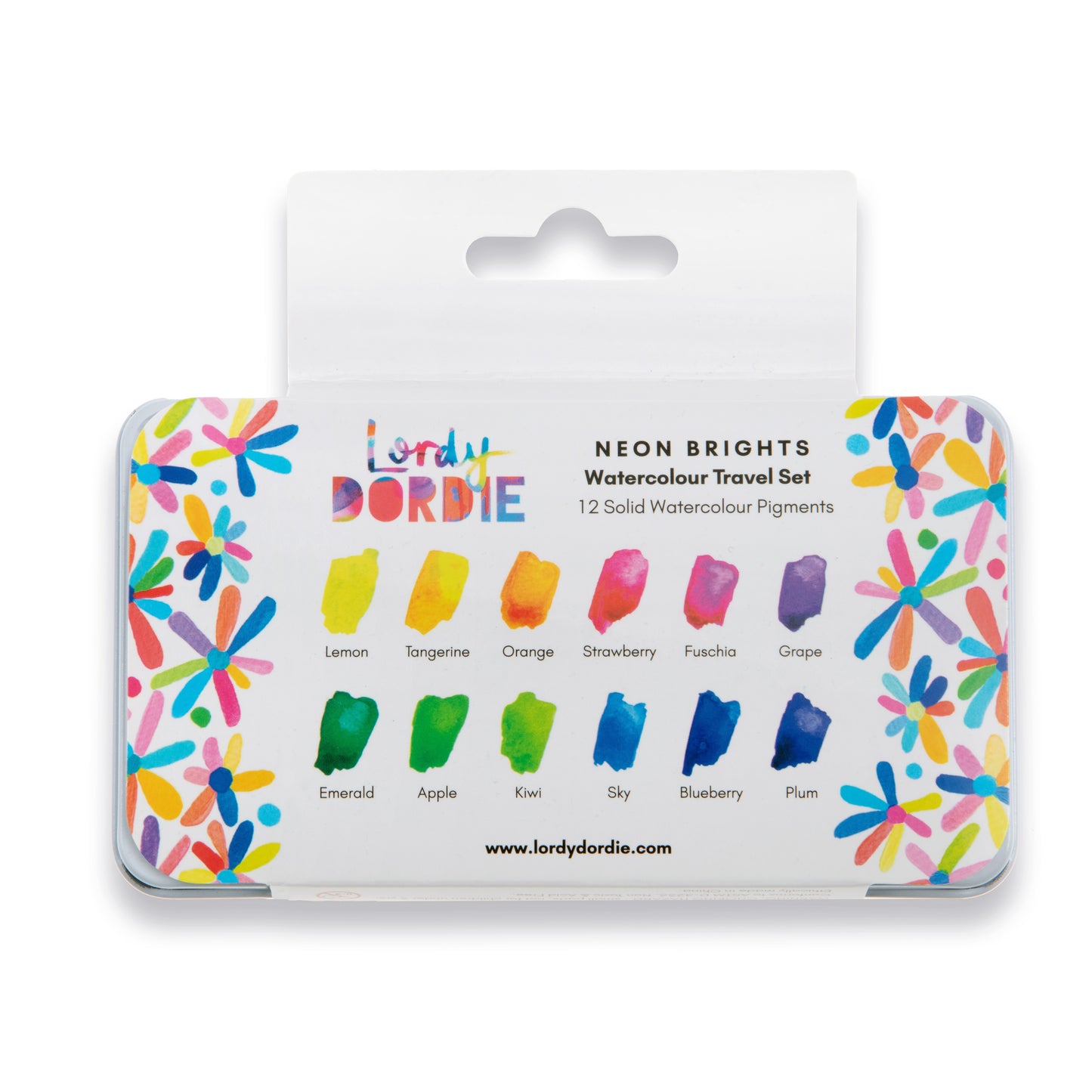 Neon Brights fluorescent watercolour travel paint set by Lordy Dordie