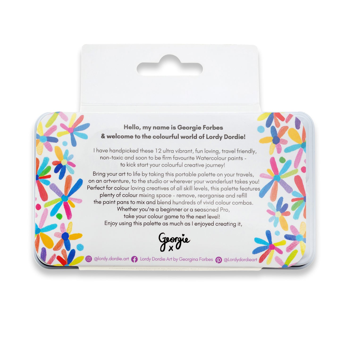 Neon Brights fluorescent watercolour travel paint set by Lordy Dordie