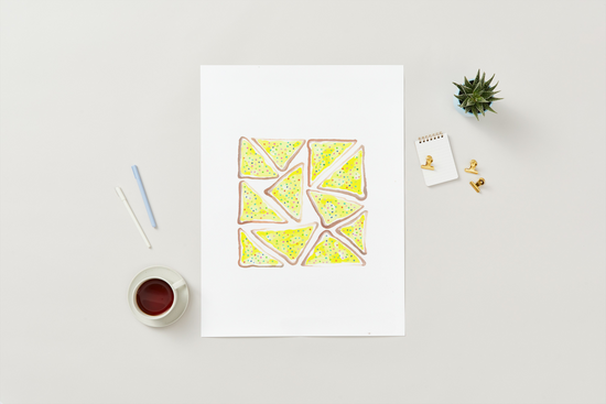 "Fairy Bread" Original Acrylic & Watercolour Artwork on Paper (Square: 21x21cm)