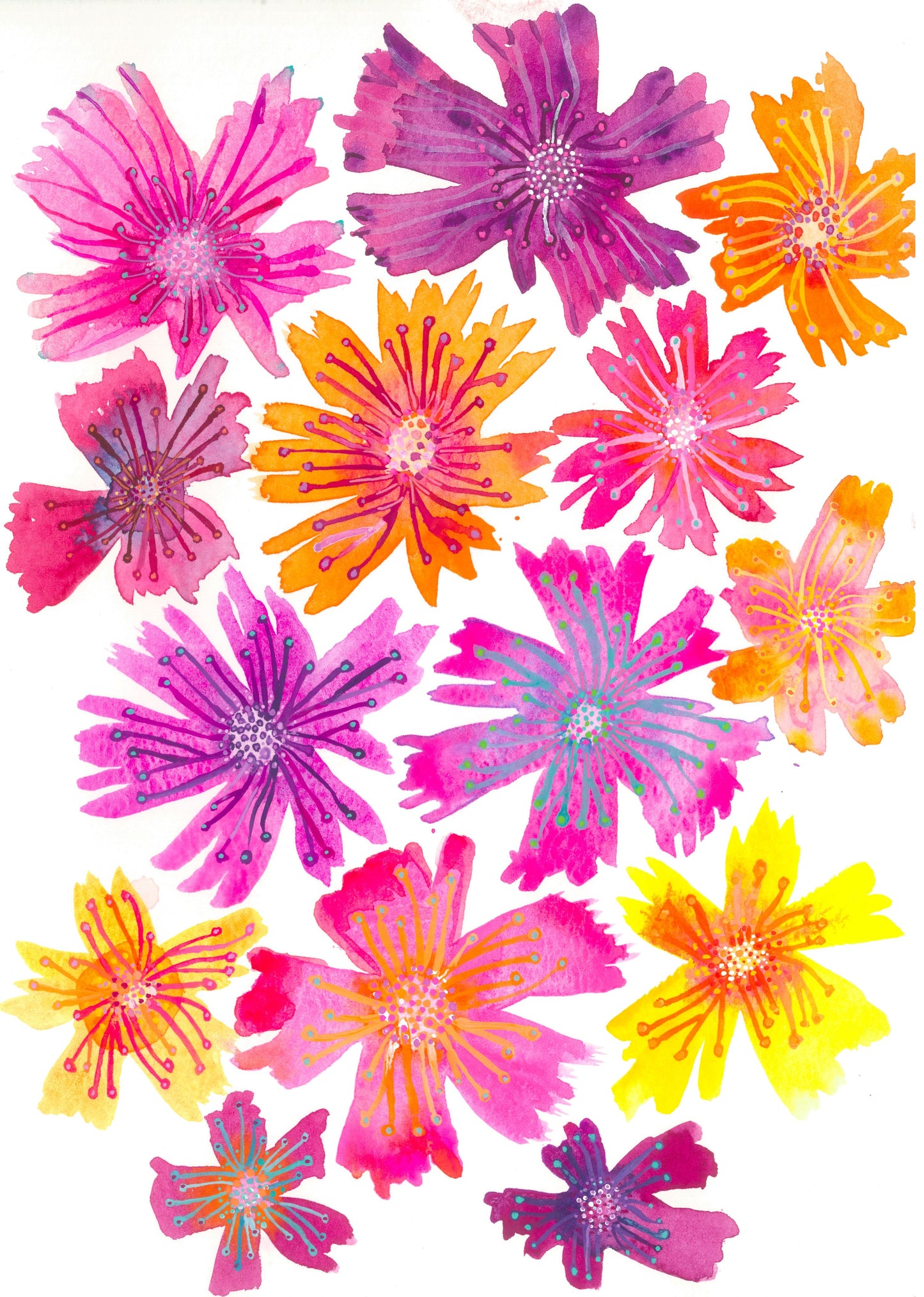 "Paper Daisies" Original Watercolour Artwork on Paper (A4: 21x29.7 cm)
