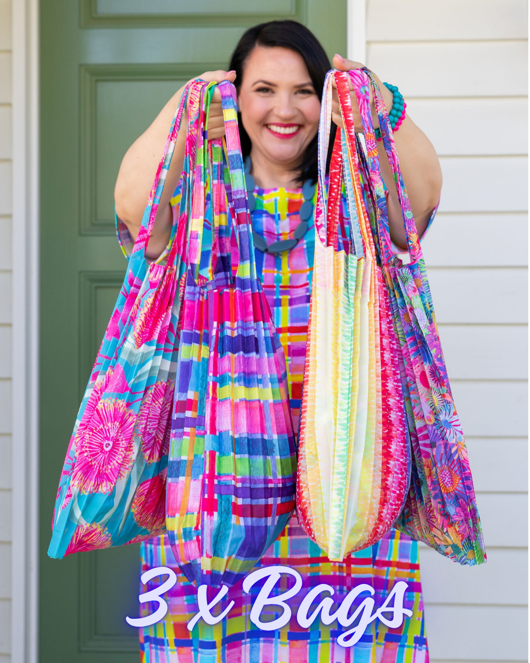 BULK: 3 x Concertina Pleat Tote Bags - Picked at Random!
