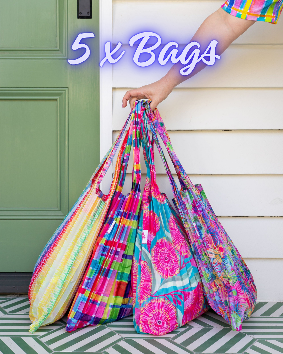 BULK: 5 x Concertina Pleat Tote Bags - Picked at Random!