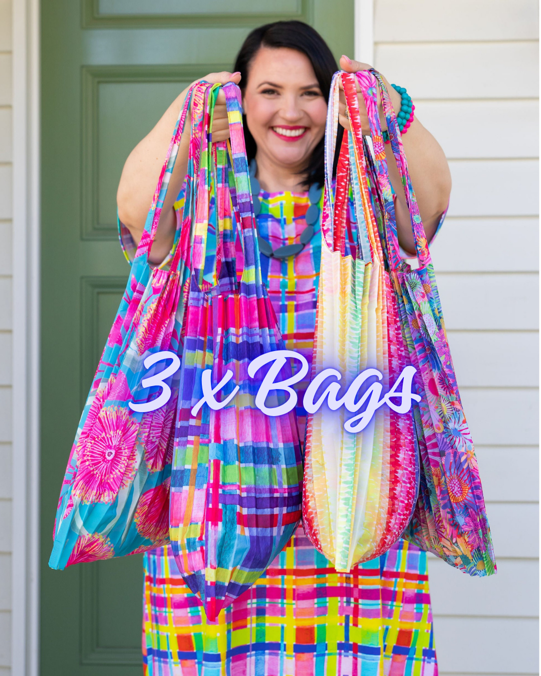 BULK: 3 x Concertina Pleat Tote Bags - Picked at Random!