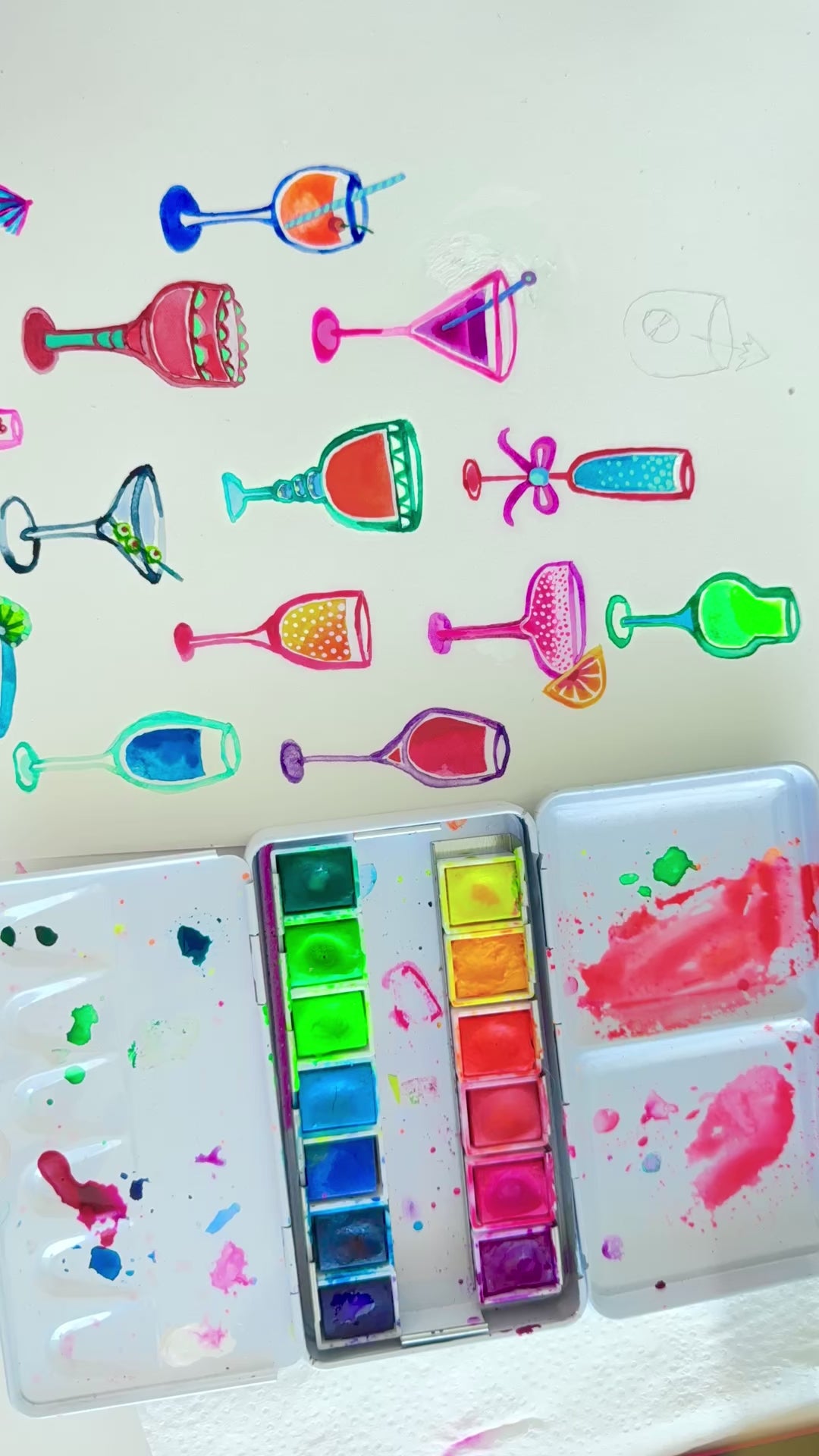 Load and play video in Gallery viewer, &amp;quot;Neon Brights&amp;quot; Watercolour Travel Paint Set
