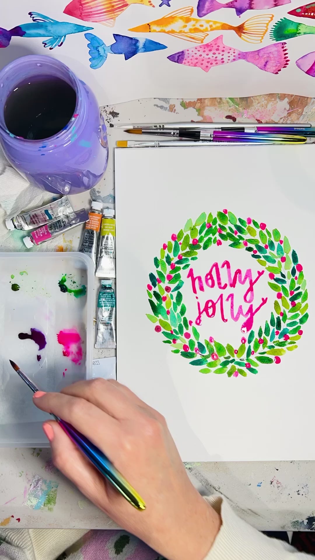 Load and play video in Gallery viewer, Watercolour Greeting Cards Class: Festive Floral Wreaths | 2 sessions on Sunday 10 Sept @ James Clark Gallery (Stafford, Qld)
