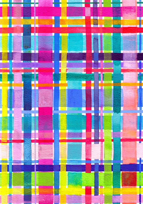 "Rainbow Gingham" Original Mixed Media Artwork on Paper (A4: 21x29.7 cm)