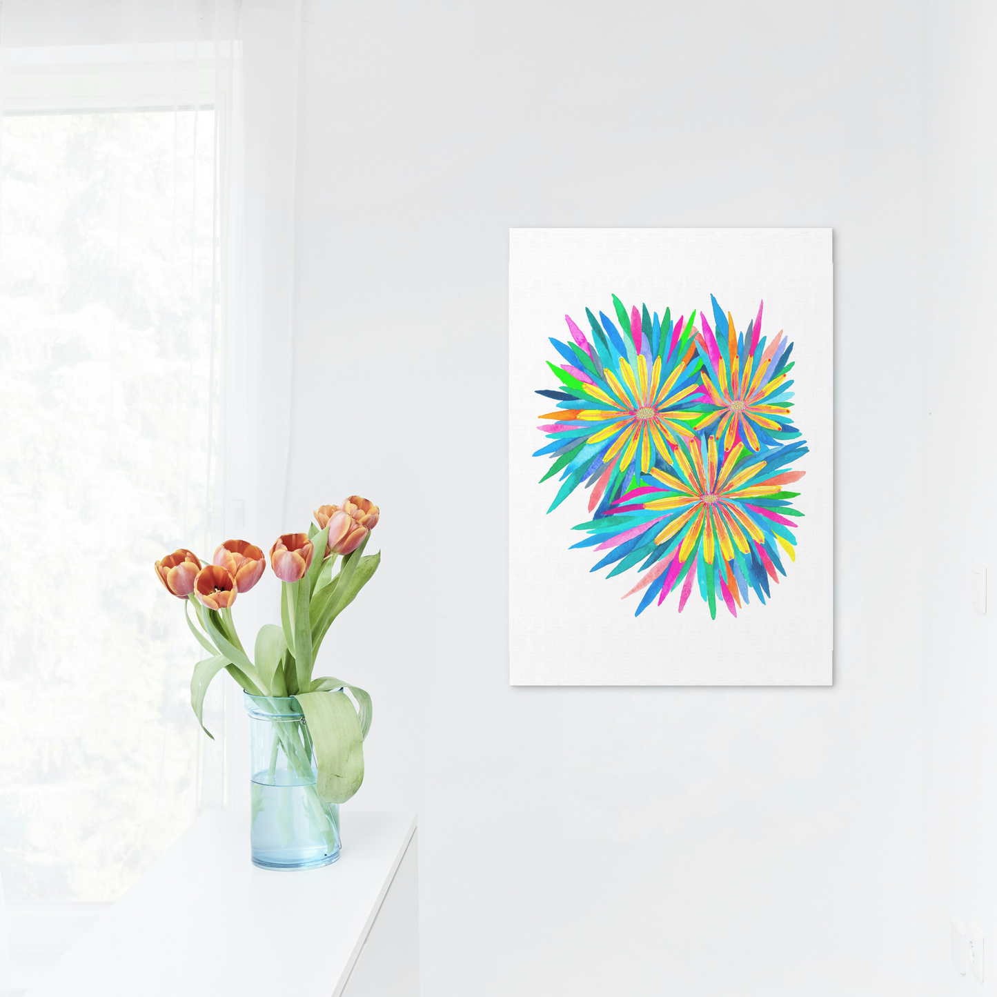 "Starburst Flowers" Original Watercolour Artwork on Paper | Original Australian Artwork Online