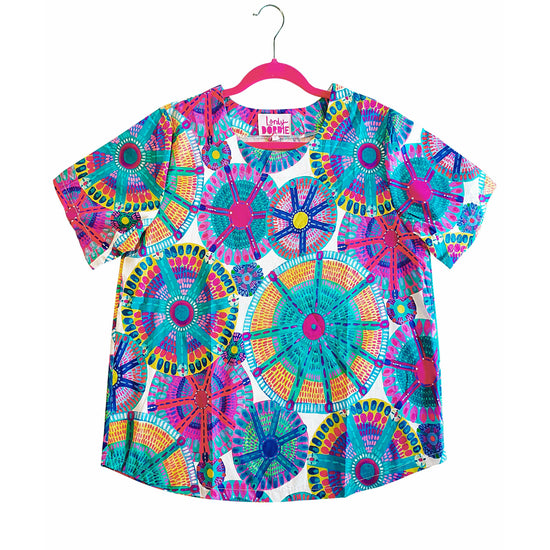 Load image into Gallery viewer, Fireworks - MEG TUNIC TOP - Lordy Dordie Art
