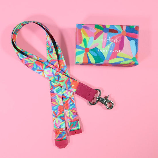 Load image into Gallery viewer, RAINBOW DAISES Lanyards - Ruby Olive x Lordy Dordie x Mrs Edgars COLLAB - Lordy Dordie Art
