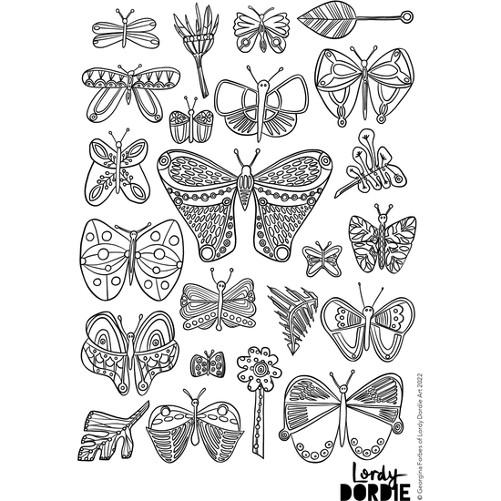 Little Souls (Butterflys) - PRINTABLE Colouring In Sheet - Lordy Dordie Art