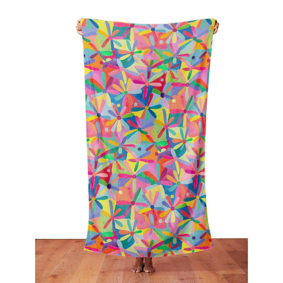 Load image into Gallery viewer, Rainbow Daisies - BEACH WRAP / SCARF - Lordy Dordie Art
