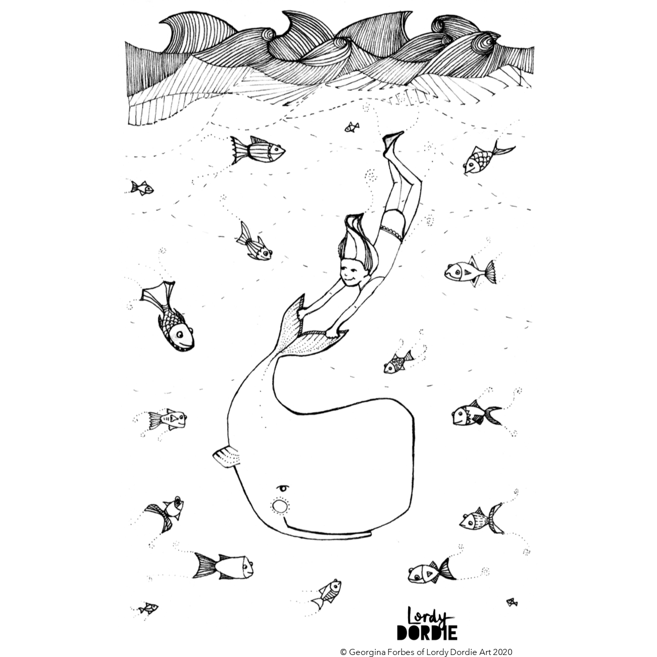 Underwater Adventures - FREE  A4 Colouring In Sheet PDF - Lordy Dordie Art