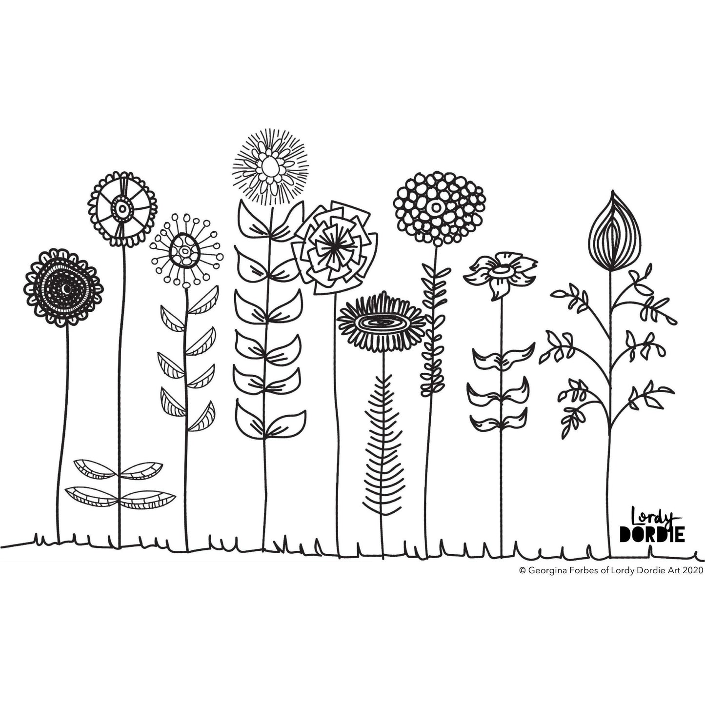 Wildflowers - FREE A4 Colouring In Sheet PDF - Lordy Dordie Art