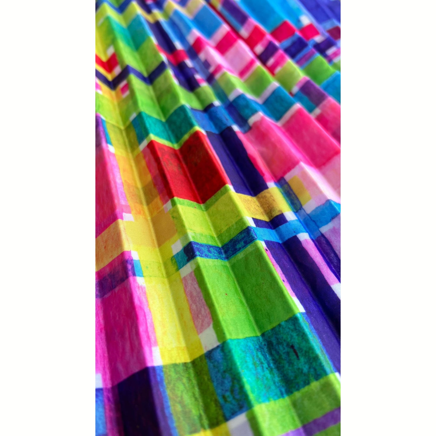 Concertina Pleat Bag - Rainbow Gingham - Lordy Dordie Art