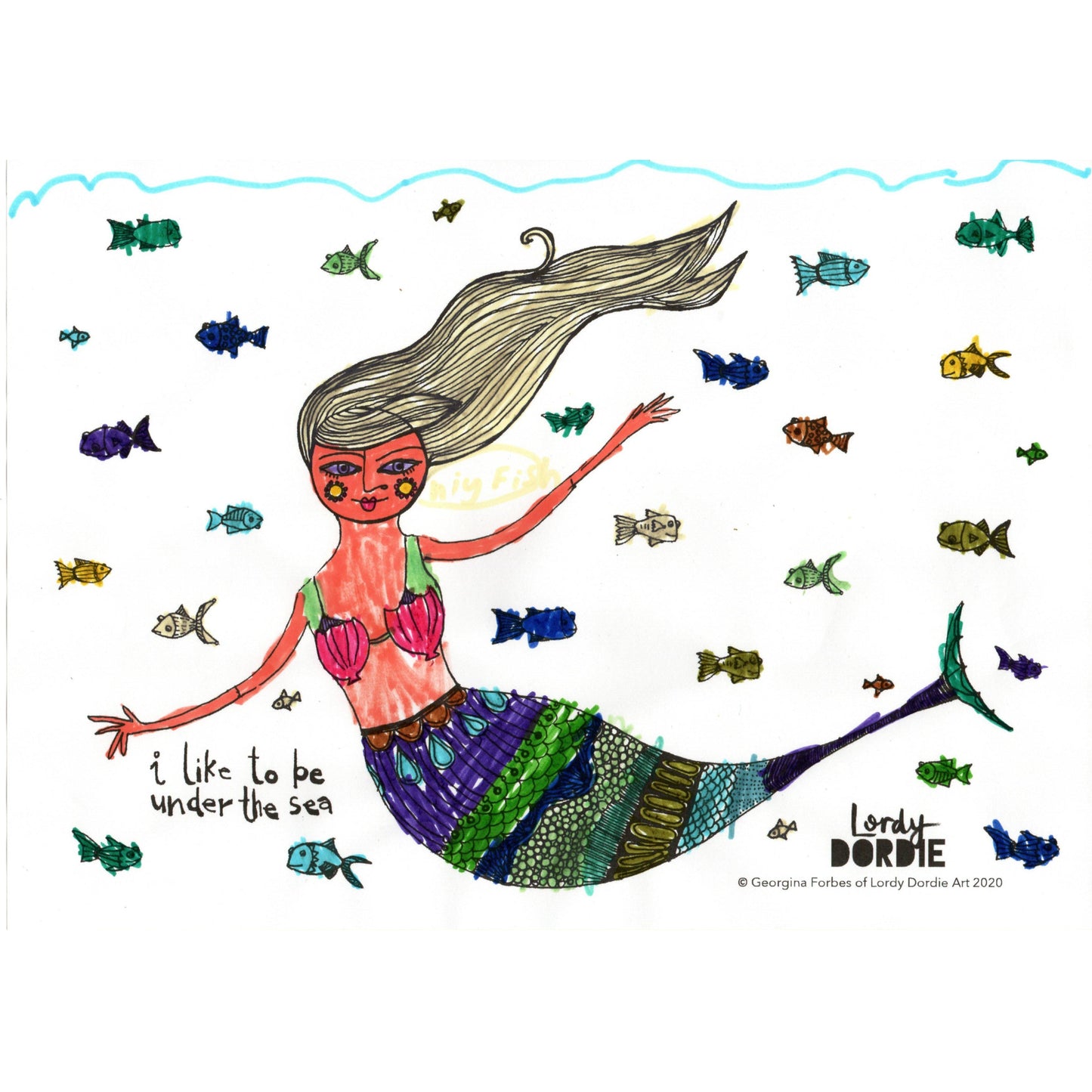 Let's be Mermaids - FREE A4 Colouring In Sheet PDF - Lordy Dordie Art